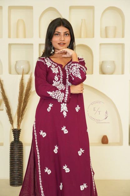 Miraya Chikankari modal set in Wine