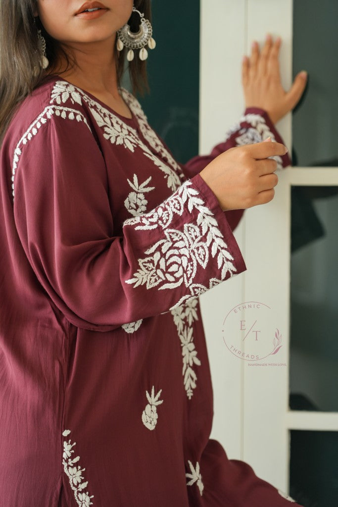 Miraya Chikankari modal set in Brown