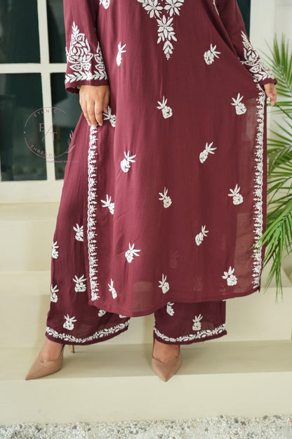 Miraya Chikankari modal set in Brown