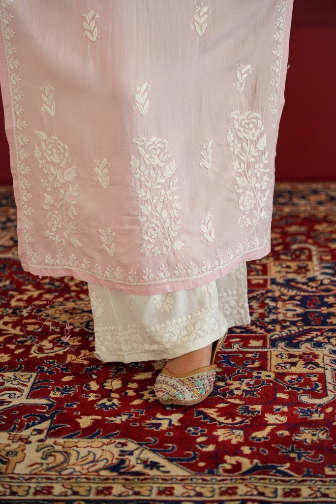 Gul dori chikankari modal kurti in Pink