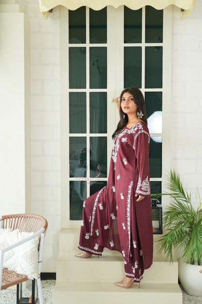 Miraya Chikankari modal set in Brown