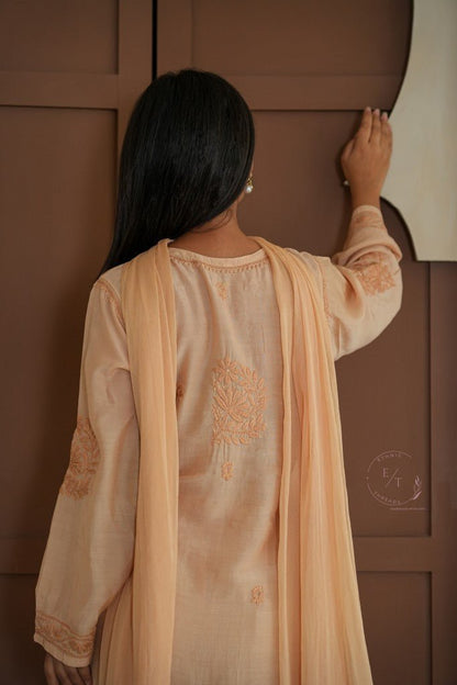 Hayat Chikankari muslin silk Kurti in Beige