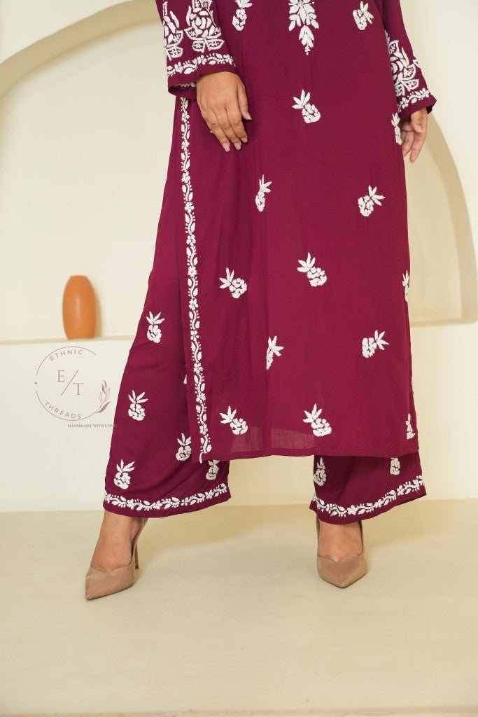 Miraya Chikankari modal set in Wine