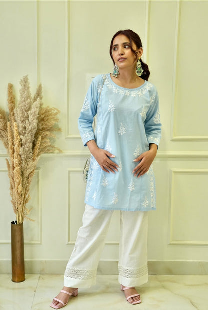 Bela chikankari top in Blue