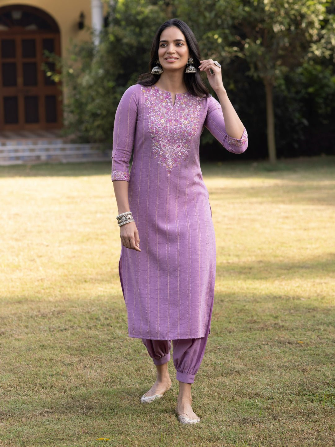 FIZA - PREMIUM FANCY FABRIC KURTA SET WITH KASHMIRI EMBROIDERY WORK