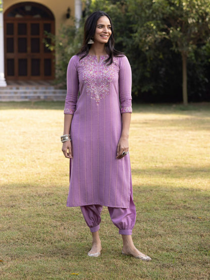 FIZA - PREMIUM FANCY FABRIC KURTA SET WITH KASHMIRI EMBROIDERY WORK