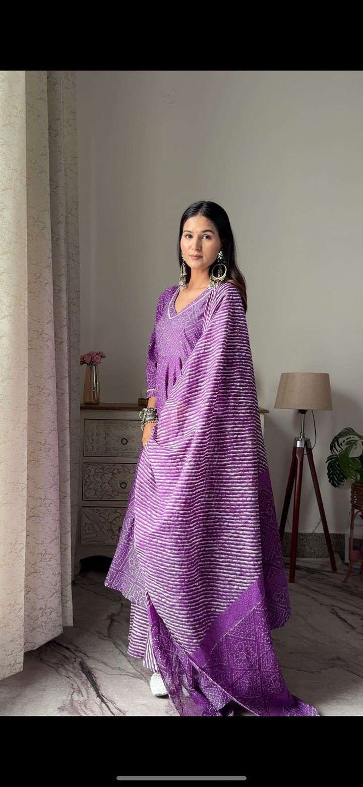 Purple Bandhani Anarkali