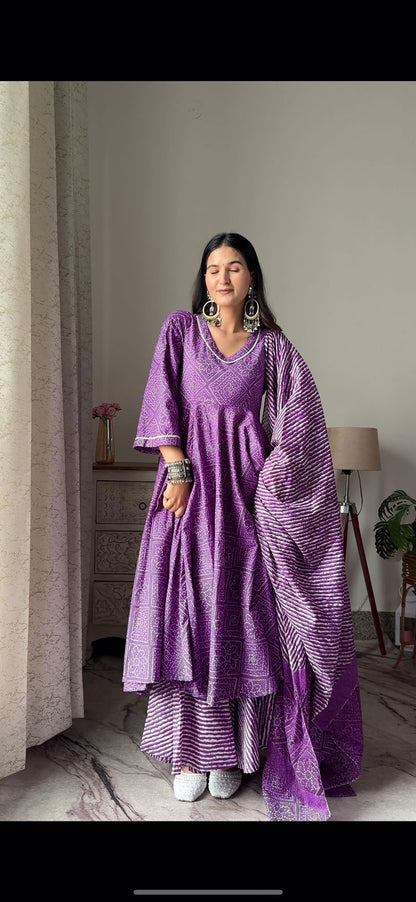 Purple Bandhani Anarkali