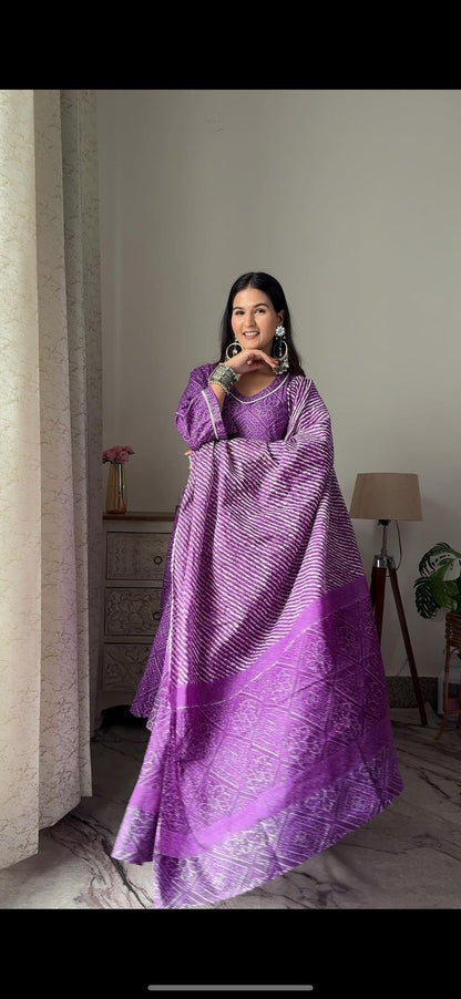 Purple Bandhani Anarkali