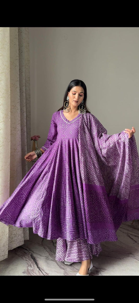 Purple Bandhani Anarkali