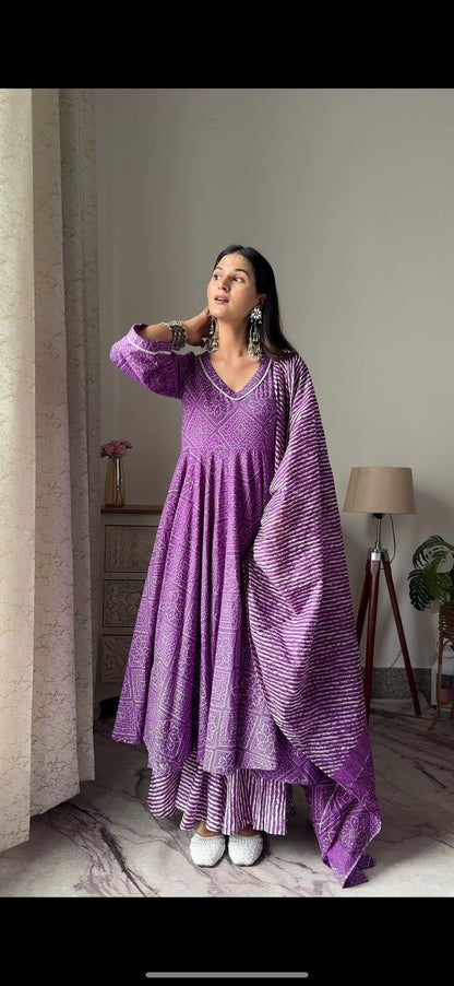 Purple Bandhani Anarkali