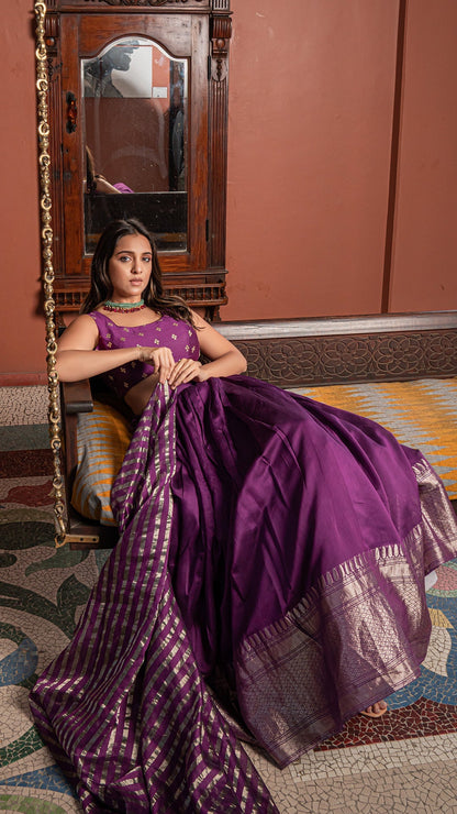 Pernia - Purple Woven Chanderi/Tissue Silk Lehenga Set