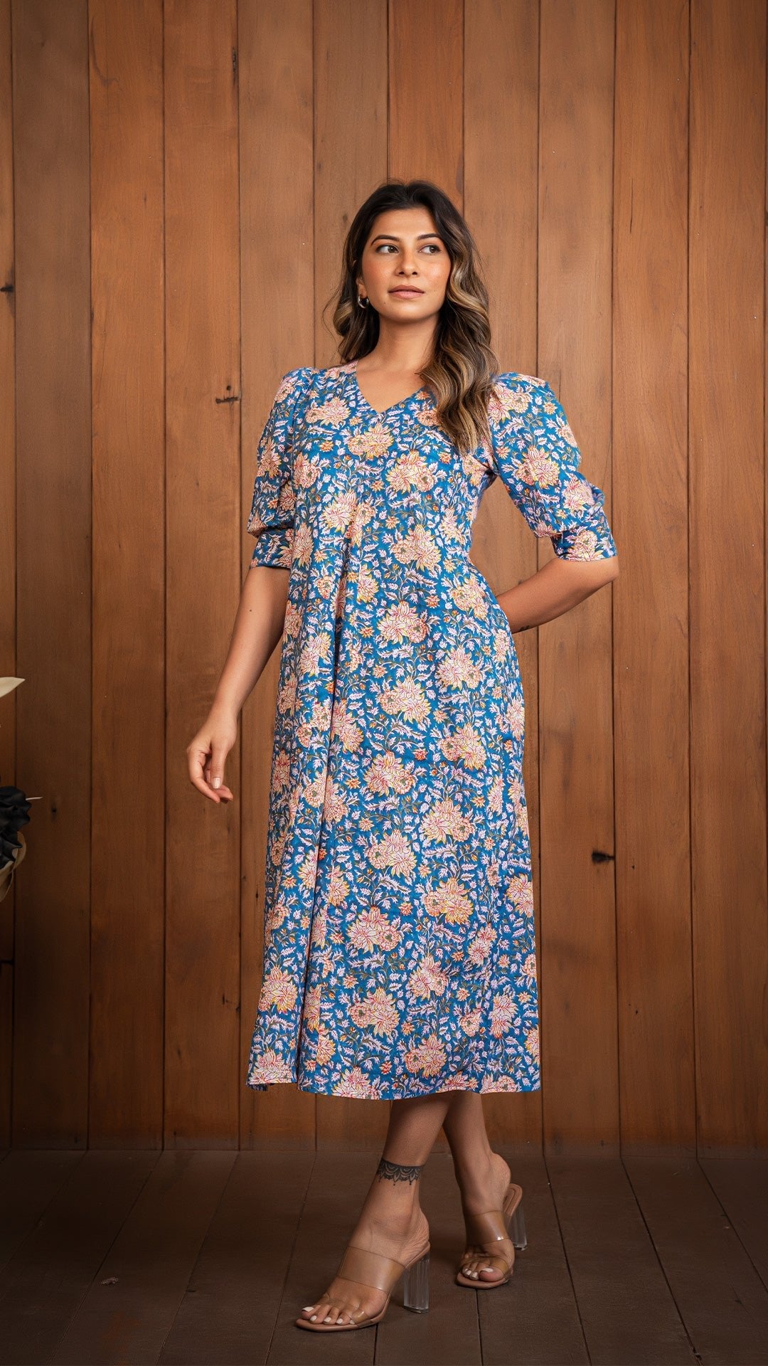 Jaina Sanganeri Print Dress - Blue