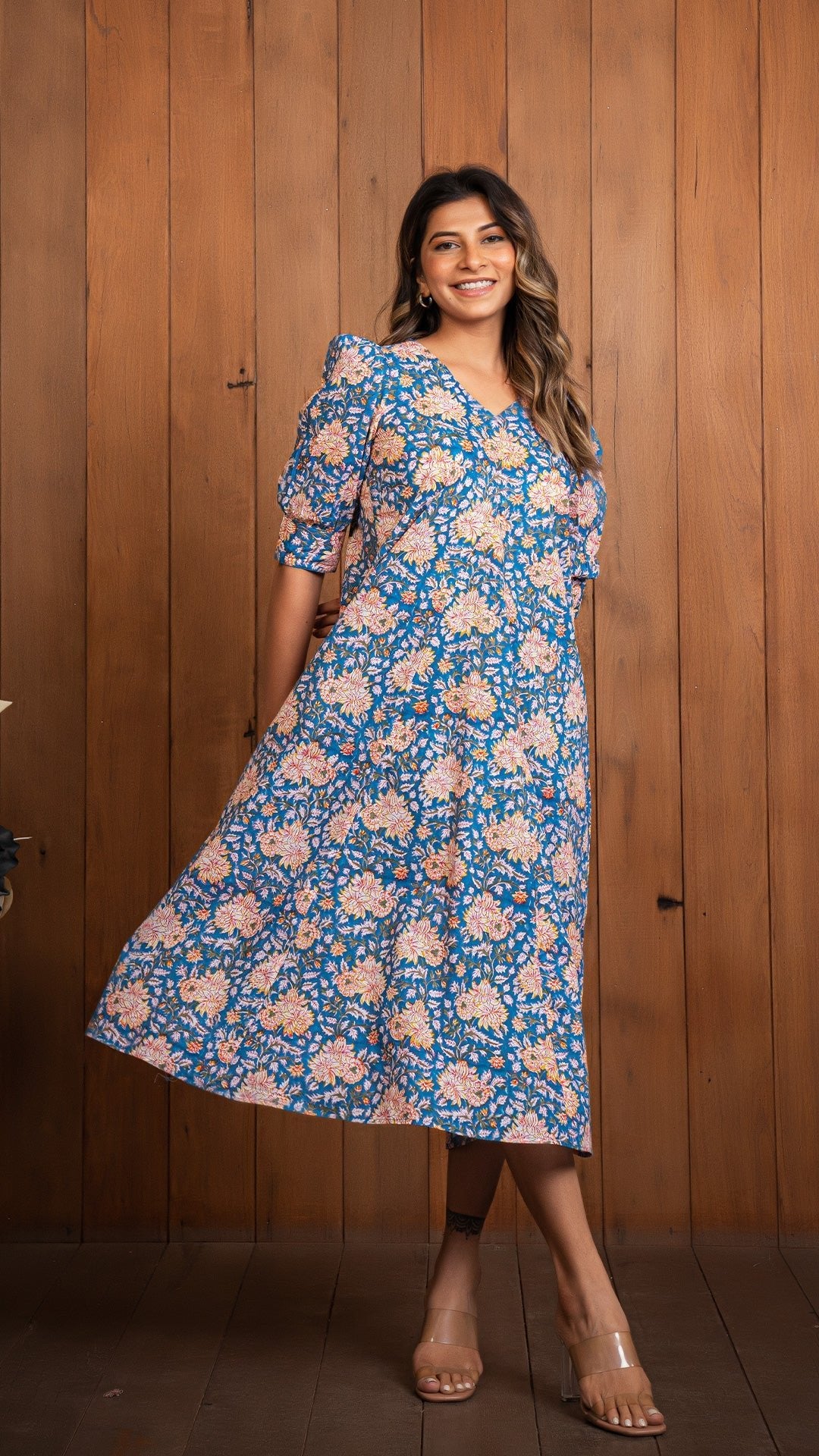 Jaina Sanganeri Print Dress - Blue