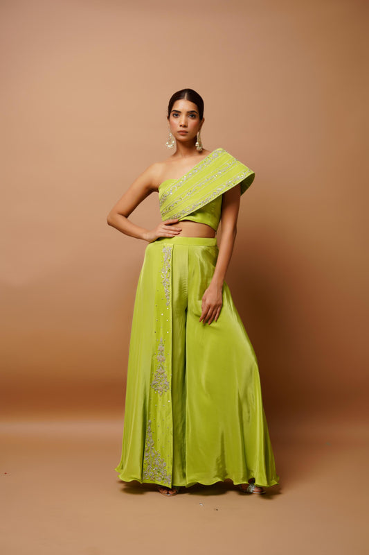 Bright Green Indo Western Set (Set Of 2)