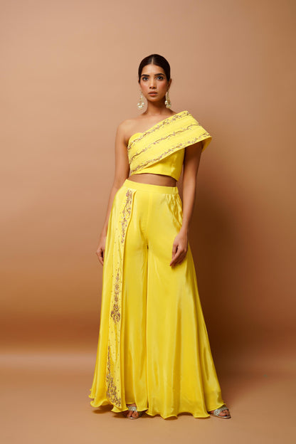 Bright Yellow Indo Western Set (Set Of 2)