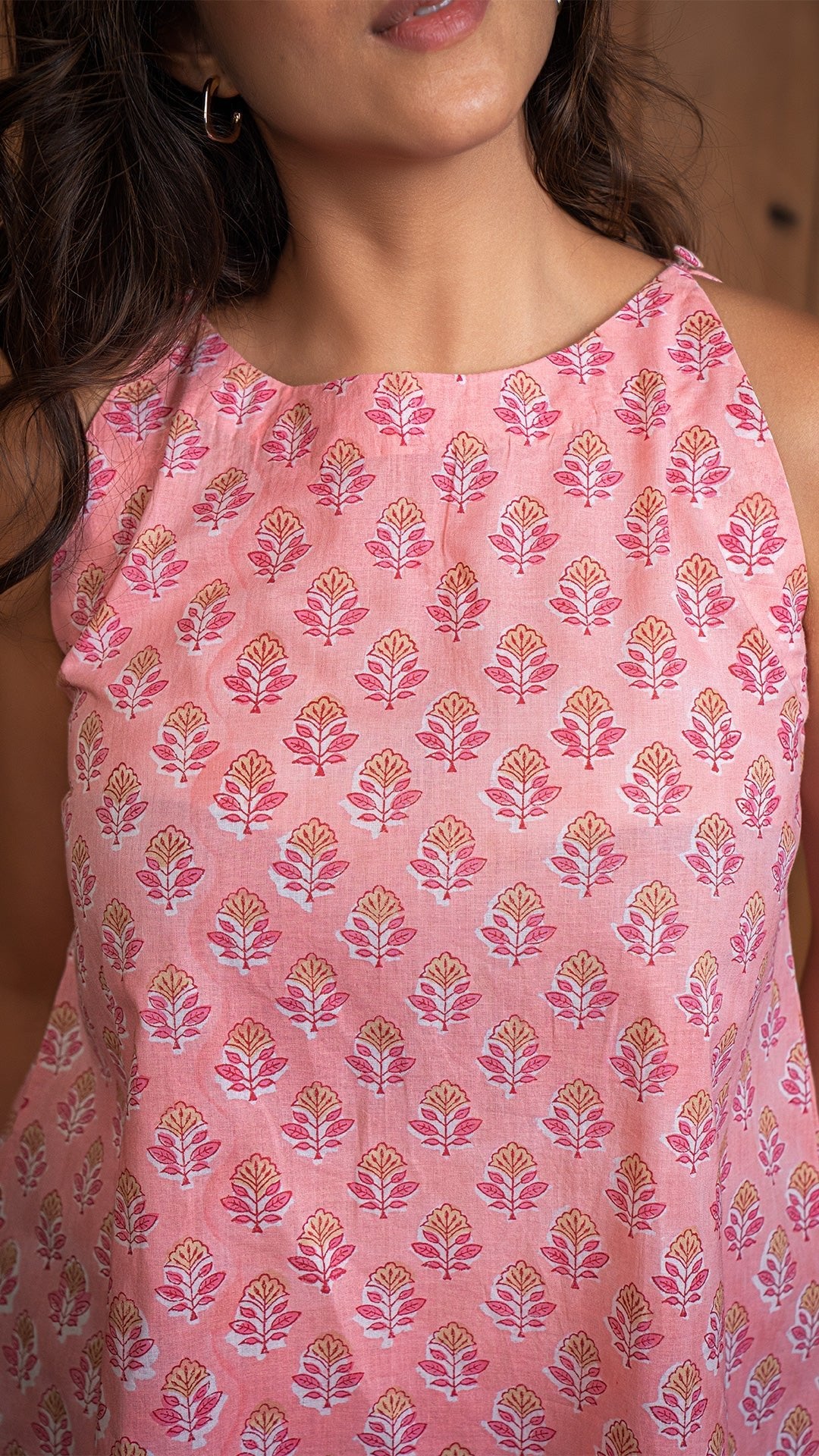 Nishrin Sanganeri Cotton Top In Peach