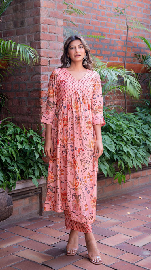 Aarna Peach Silk Kurta + Pants