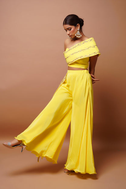 Bright Yellow Indo Western Set (Set Of 2)