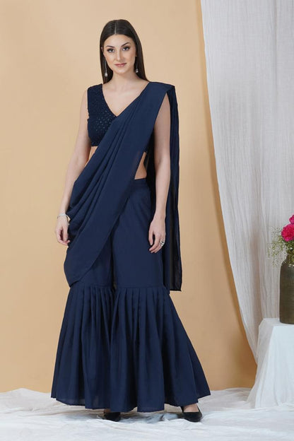 Midnight Blue Ready to Wear Saree