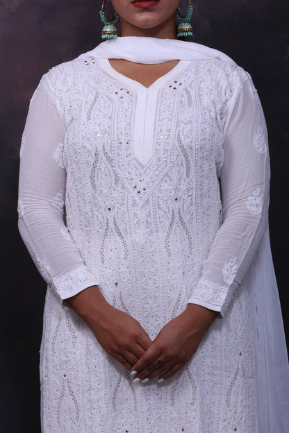 Maahru Chikankari mukaish garara set