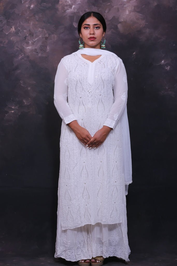 Noor chikankari and mukaish kurti