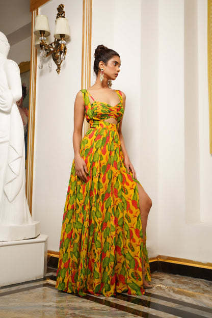 YELLOW GINGER FLOWER LONG INDO DRESS (SET OF 2)