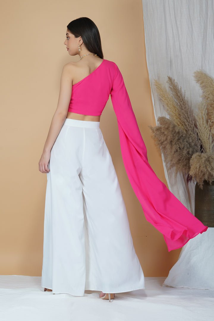 One-shoulder crop top and Pants Set