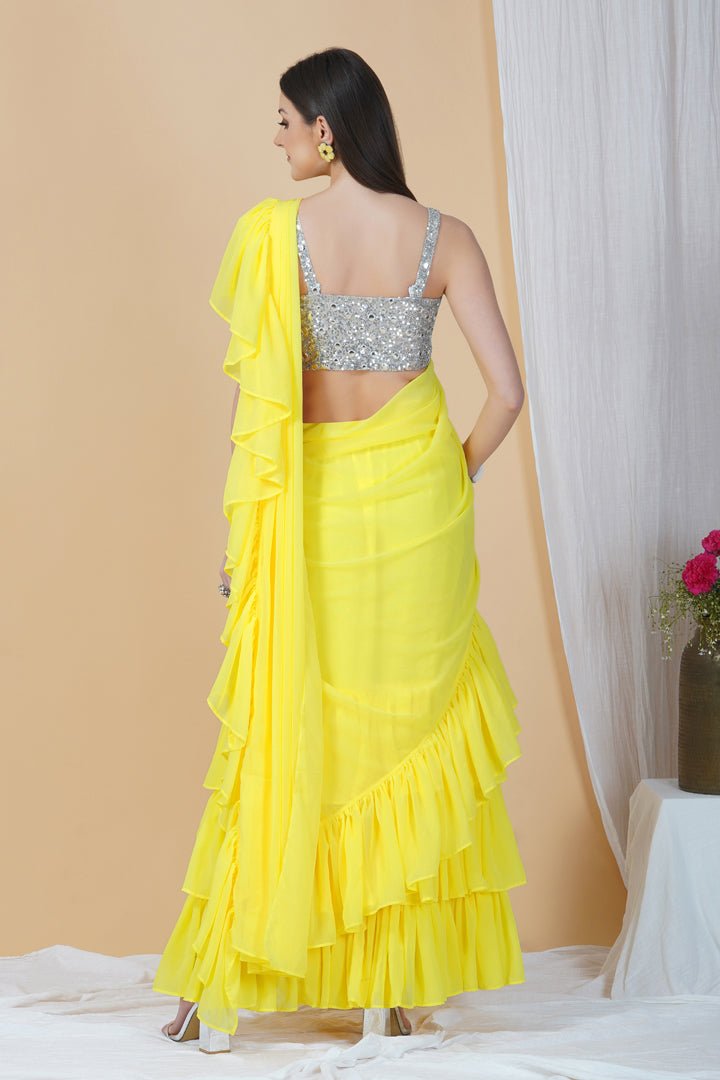 Sunshine Yellow Frill Saree