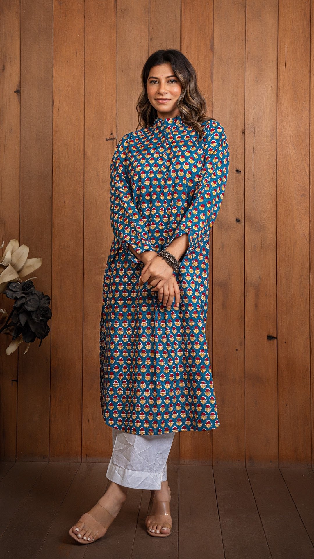 Prisha Sanganeri Cotton Jabha Kurta - Blue