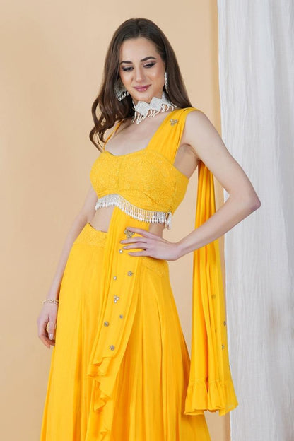 Indo-western Drape Style Skirt Set