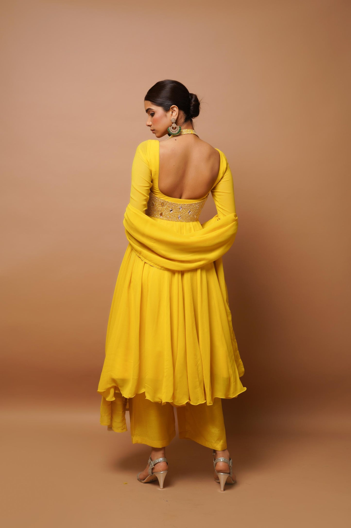 Yellow Anarkali Suit Set (Set Of 4)