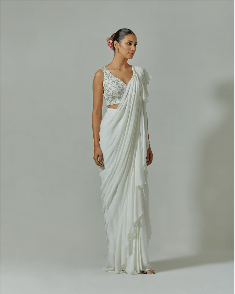 Pearled Ivory Sari