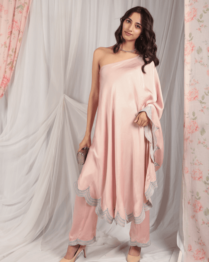 Blossom Embroidered One Shoulder Tunic and Pants