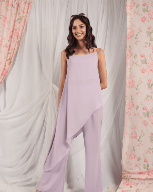 Lavender fog Asymmetrical Tunic and Pants