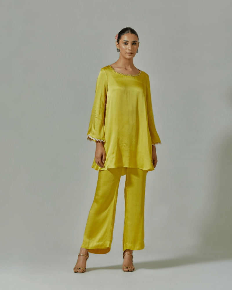 Misted Yellow suit set with straight pants