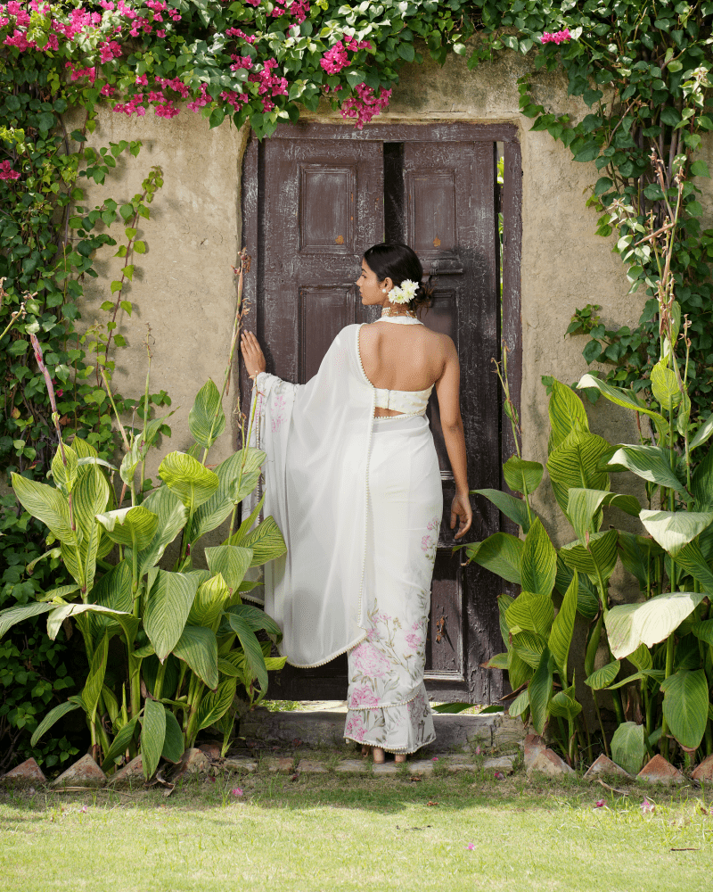 Ivory Blossom Sari