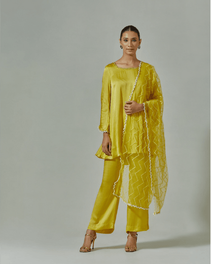 Misted Yellow suit set with straight pants