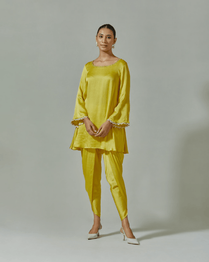 Misted Yellow suit set with dhoti pants