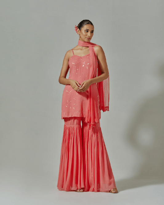 Coral embroidered set