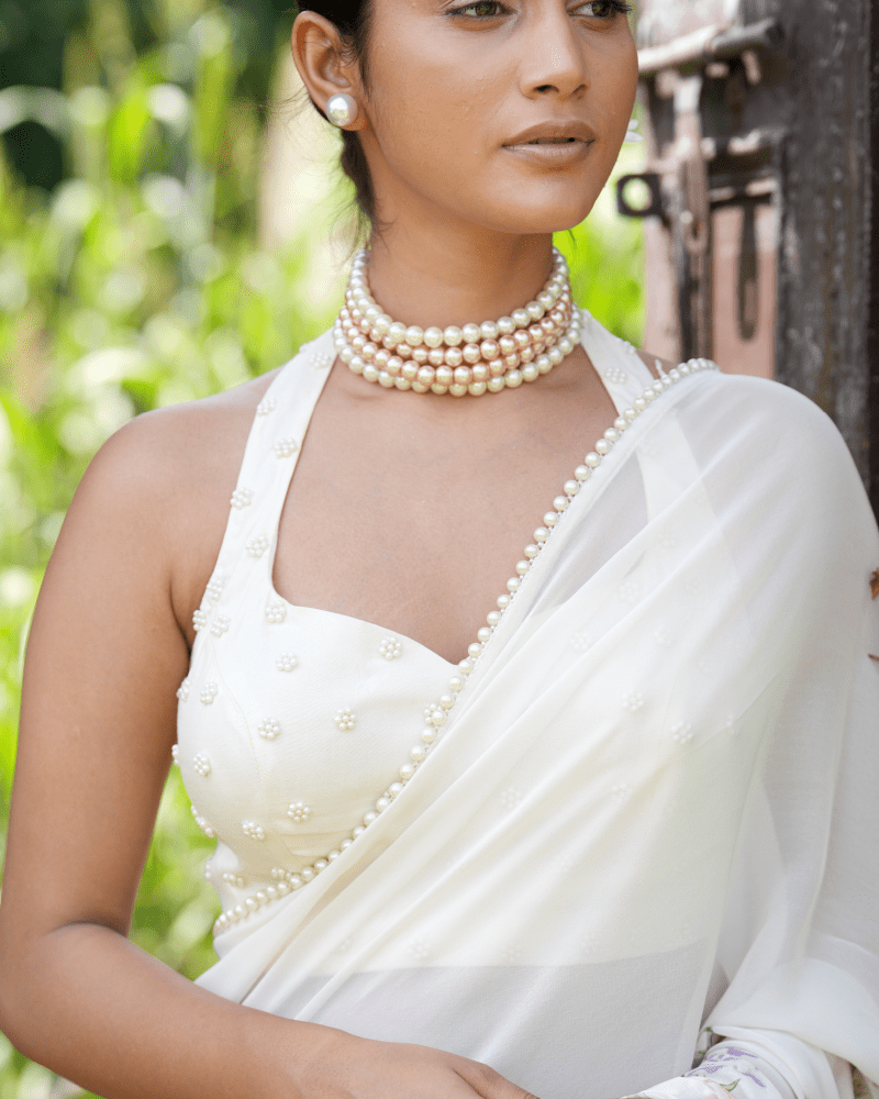 Ivory Blossom Sari