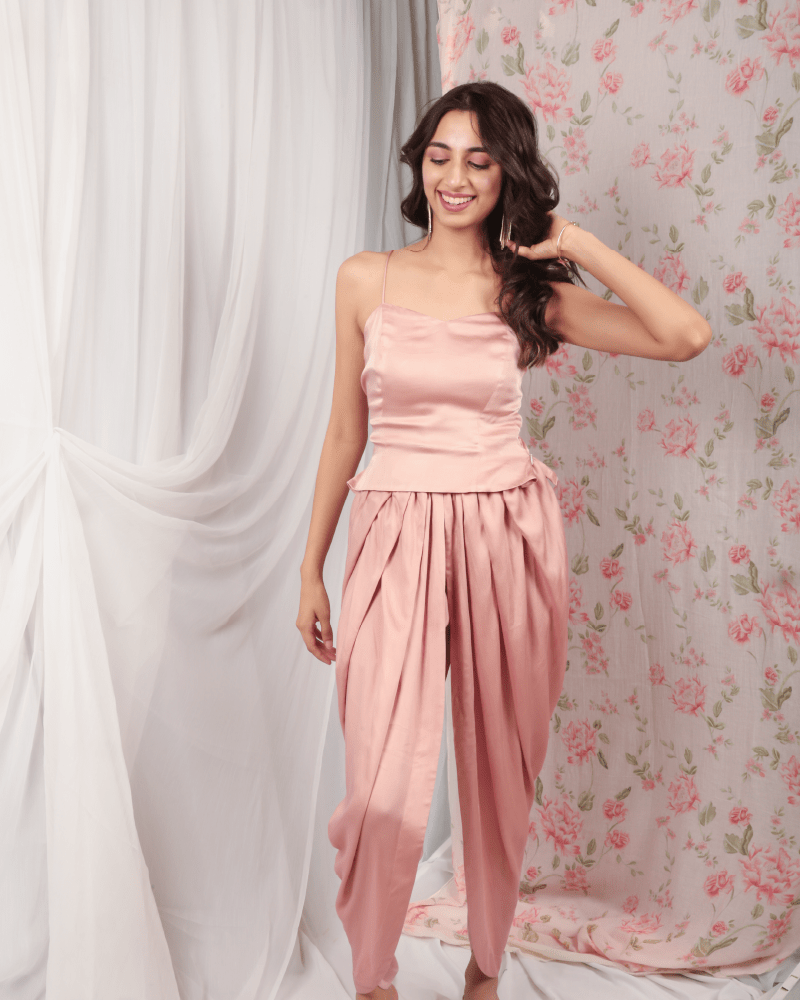 Sea Pink Dhoti Set