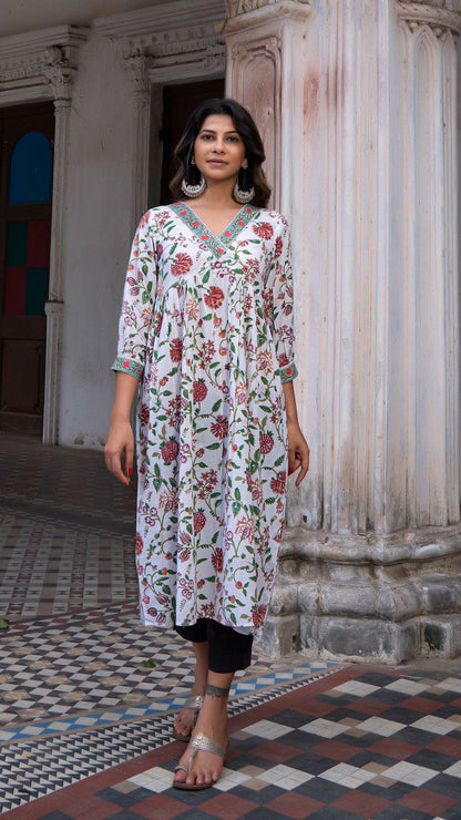 Anika Sanganeri Hand Block Cotton Kurta