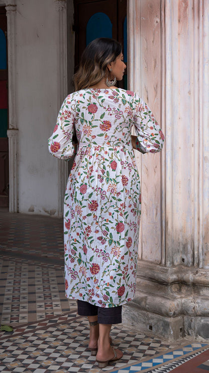 Anika Sanganeri Hand Block Cotton Kurta