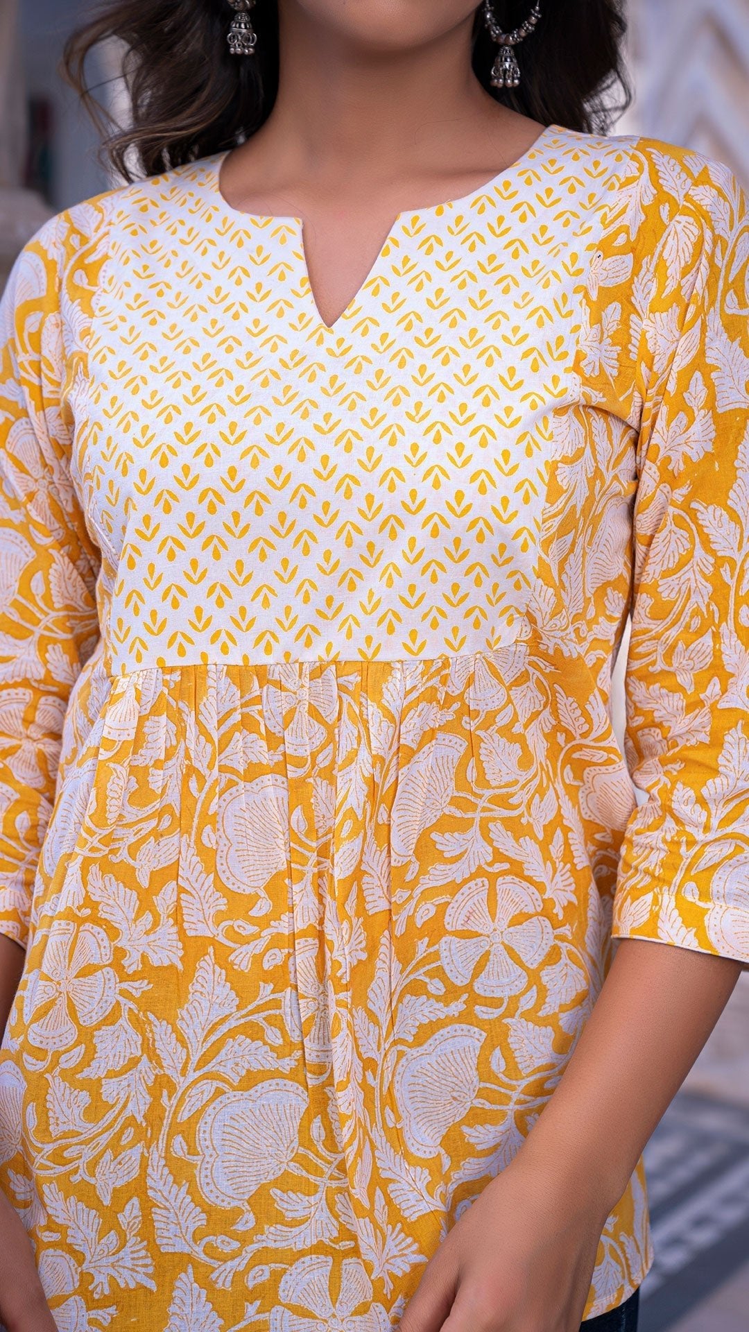 Aanya Sanganeri Short Kurta In Yellow