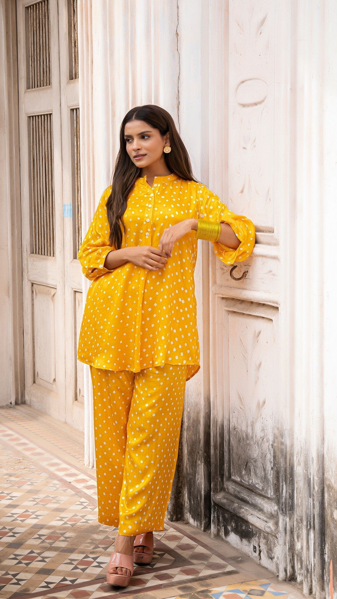 Bandhani Co-ord Set - Sunshine Yellow