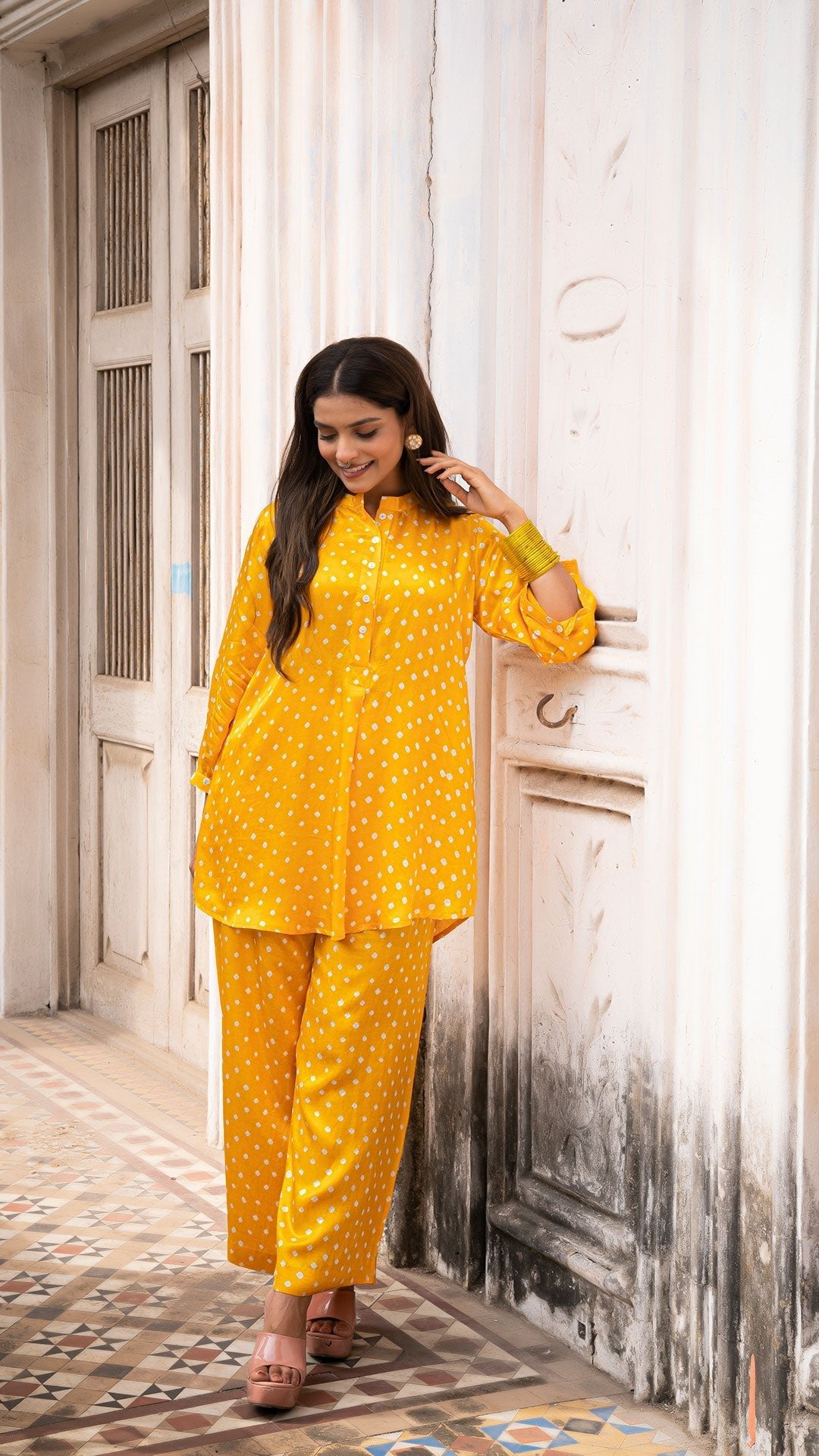 Bandhani Co-ord Set - Sunshine Yellow