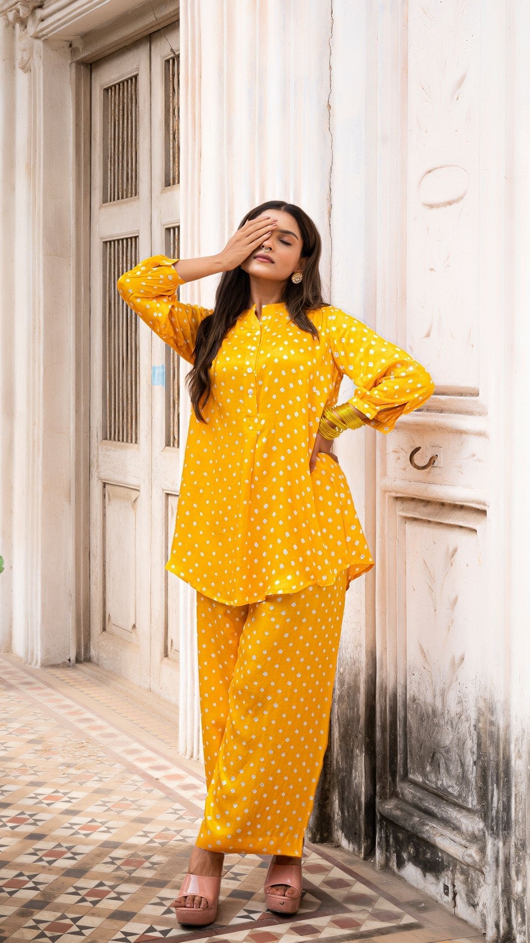 Bandhani Co-ord Set - Sunshine Yellow