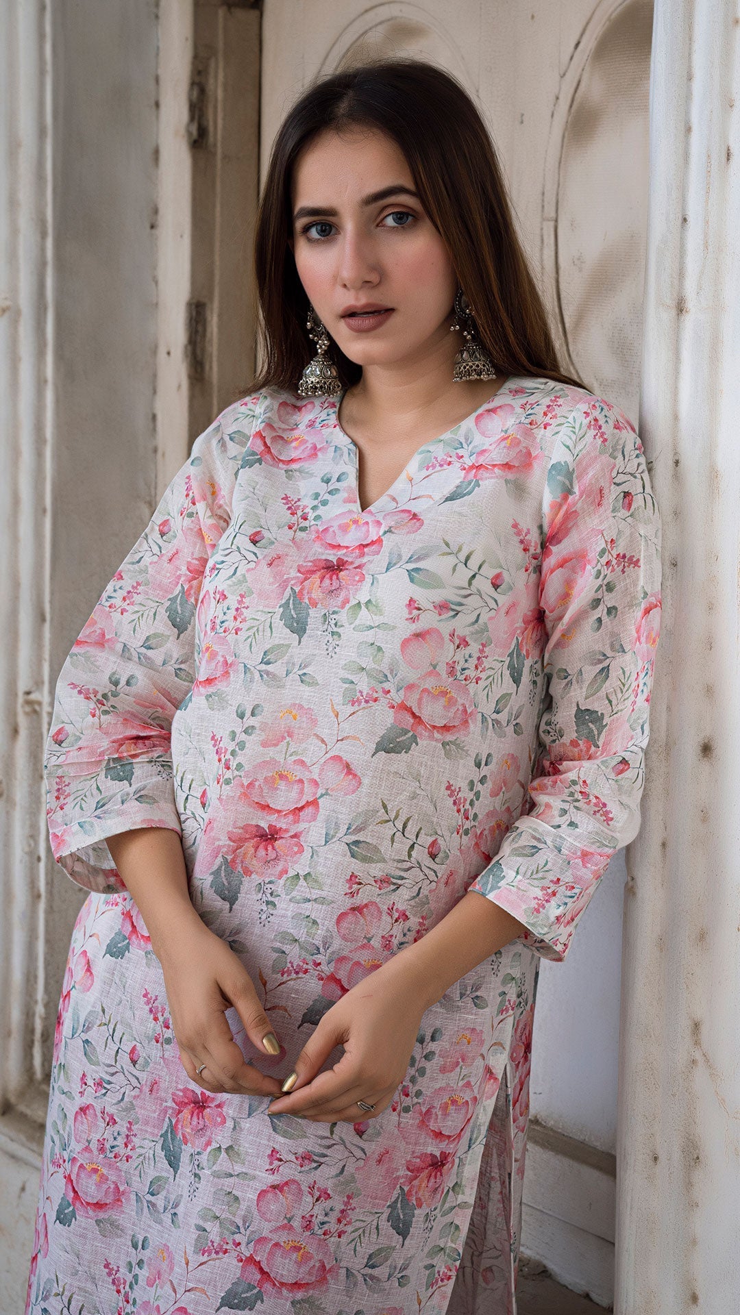 Dessert Rose Pure Linen Kurta