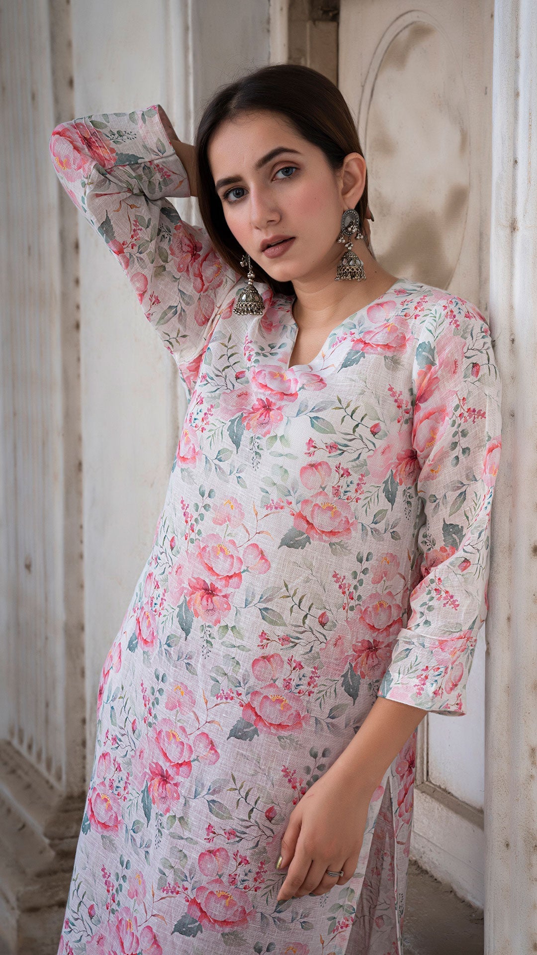 Dessert Rose Pure Linen Kurta